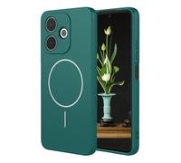 YUECXIN Magnétique Coque pour Oppo A5 Pro 5G/4G Compatible avec la Charge sans Fil Magsafe, Très Mince Doux Silicone Liquide Étui, Antichoc TPU Bumper Housse.Vert Foncé
