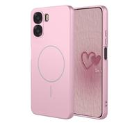 YUECXIN Magnétique Coque pour Oppo A6X 4G / 5G Compatible avec la Charge sans Fil Magsafe, Très Mince Doux Silicone Liquide Étui, Antichoc TPU Bumper Housse. Rose