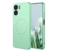 YUECXIN Magnétique Coque pour Oppo A6X 4G / 5G Compatible avec la Charge sans Fil Magsafe, Très Mince Doux Silicone Liquide Étui, Antichoc TPU Bumper Housse. Vert Clair