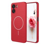 YUECXIN Magnétique Coque pour Oppo A6X 4G / 5G Compatible avec la Charge sans Fil Magsafe, Très Mince Doux Silicone Liquide Étui, Antichoc TPU Bumper Housse. Rouge