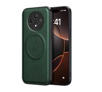 YUECXIN Magnétique Coque pour Oppo Reno 12F 4G/Reno 12 FS/Reno12 F 5G Compatible avec Magsafe, Étui Dos Antirayures Élégant en Cuir PU Texturé, Housse Très Mince Bumper TPU Antichoc. Vert