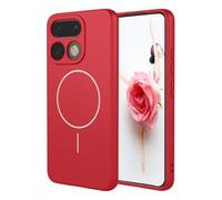 YUECXIN Magnétique Coque pour Realme 16 Pro 5G Compatible avec la Charge sans Fil Magsafe, Très Mince Doux Silicone Liquide Étui, Antichoc TPU Bumper Housse. Rouge