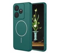 YUECXIN Magnétique Coque pour Realme GT 7/Realme GT 7T Compatible avec la Charge sans Fil Magsafe, Très Mince Doux Silicone Liquide Étui, Antichoc TPU Bumper Housse.Vert Foncé