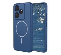 YUECXIN Magnétique Coque pour Realme GT 7/Realme GT 7T Compatible avec la Charge sans Fil Magsafe, Très Mince Doux Silicone Liquide Étui, Antichoc TPU Bumper Housse. Bleu