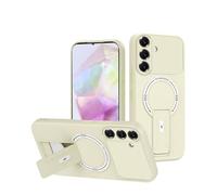 YUECXIN Magnétique Coque pour Vivo V50 Lite Compatible avec la Charge sans Fil Magsafe Étui, Doux Silicone TPU+Dur PC Support Pliable Militaire Antichoc Housse. Blanc
