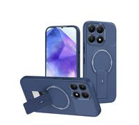 YUECXIN Magnétique Coque pour Xiaomi 15T Compatible avec la Charge sans Fil Magsafe Étui, Doux Silicone TPU+Dur PC Support Pliable Militaire Antichoc Housse. Bleu