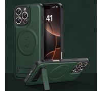 YUECXIN Magnétique Coque pour Xiaomi Redmi 14C/Poco C75/Poco M7 5G Compatible avec Magsafe avec Support, Étui Dos Élégant en Cuir PU Texturé, Housse Très Mince Bumper TPU Antichoc. Vert