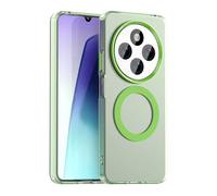 YUECXIN Magnétique Coque pour Xiaomi Redmi 14C/Poco C75/Poco M7 5G Compatible avec Magsafe, Très Mince Translucide Mate Dur PC Dos Étui, Souple TPU Bumper Antichoc Silicone Housse. Vert