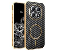 YUECXIN Magnétique Coque pour Xiaomi Redmi Note 15 4G avec Magsafe Chargement sans Fil, Coque Hybride à Texture en Fibre de Carbone Housse Fine Antichoc Antirayures. Noir