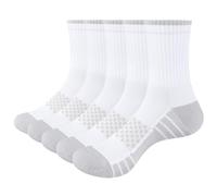YUEDGE Chaussettes rembourrées pour femme, pour gym, tennis, marche, sport, évacuation de la transpiration, anti-odeur, travail quotidien, décontracté, athlétique, blanc, 4-7