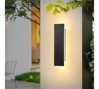 YUEEU LED Villa Applique Noire 20CM Étanche IP65 Aluminium Acrylique Extérieur, Lumière pour Jardins, Terrasses, Porche, Chambre Salon Intérieur, Lumière Chaude