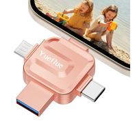 Yueflue 4 in 1 Clé USB pour i0S/Android/PC, 64 Go Clé USB lphone pour Plus de Photos et de Vidéos. lphone Mémoire Externe pour Augmenter l'espace de Stockage du Téléphone,Pas d'APP.