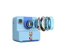 YUEHISY Appareil Photo à Impression Instantanée pour Enfants, Double Caméra Selfie Avant et Arrière 1080p avec écran de 2,4", Objectif Rotatif à 180°, pour 3 à 14 Ans (Blue)