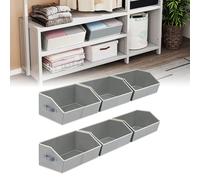 YUEHISY Bacs de Rangement de Placard 6 Pièces, Cubes de Rangement Pliables, Grands Paniers Trapézoïdaux en Tissu avec Poignées, Cadre en Carton Robuste, pour Vêtements, Serviettes (Texturé)