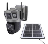 YUEHISY Caméra de sécurité Solaire, Caméra Extérieure sans Fil 4MP HD Color Wireless avec Imagerie à 360 ° View à Triple écran, pour la sécurité à Domicile