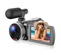 YUEHISY Caméscope de Caméra Vidéo 4K, Enregistreur de Vlogage Portable 48MP avec Micro Externe, écran Rotatif de 3,0 ", Lumière de Remplissage TIR 3W, Ouverture F2.0, Zoom 16x