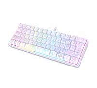 YUEHISY Clavier de Jeu 60%, Clavier Compact Filaire 61 Touches avec Rétroéclairage RVB, Anti-Image Fantôme, Haute Réponse, pour la Frappe de Jeu (White)