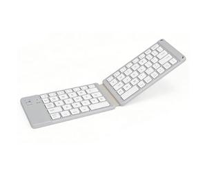 YUEHISY Clavier Pliable Bluetooth, Clavier sans Fil de Poche avec Structure Pliable, Synchronisation Multi-appareils, Frappes Douces et Silencieuses, pour Les Voyages en Plein Air (White)