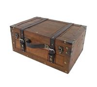 YUEHISY Coffre en Bois de Sac à Main Vintage, Valise Rétro Décorative, Poignée en Cuir PU, élégance Captivante pour la Maison, Accessoires de Photographie, Rangement (Grand)