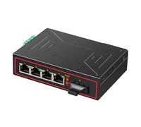 YUEHISY Convertisseur de Média Fibre Ethernet Gigabit, 1 Port Optique, 4 Ports Ethernet, Indicateur LED, Commutateur SFP vers RJ45, Plug and Play, jusqu'à 550 M