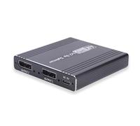 YUEHISY Double Monitor DisplayPort Splitter 1x2, 4K 144Hz MST Adaptateur avec Boîtier en Aluminium, pour/MacOS/Linux, Nécessite Une Puissance Externe
