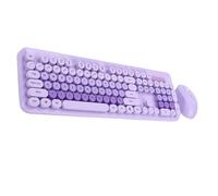 YUEHISY Ensemble Clavier et Souris sans Fil, 104 Touches, Style Machine à écrire, Clavier Rétro avec Touches Rondes, Design Mignon, pour PC et Ordinateur Portable (Purple)