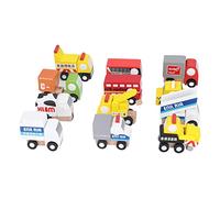 YUEHISY Ensemble de Véhicules en Bois, Mini Voitures Jouets, 12 Pièces, 2 Façons de Se Déplacer, pour L'apprentissage Cognitif des Enfants, Matériau en Hêtre