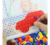 YUEHISY Formes de Laçage pour Transporter du Fil, Broderie éducative, Jouets de Bricolage pour Enfants, 4 Pièces/Ensemble, Jeu de Dentelle éducatif en Bois pour Garçons et Filles, adapté aux Enfants