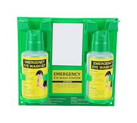 YUEHISY Lavabo Oculaire D'urgence 1L Bouteilles Murales Kit de Rinçage | Nettoie les deux yeux en même temps, Fixé au mur ou transporté, Comprend un panneau de douche oculaire et un miroir