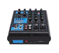 YUEHISY Mélangeur de Son 4 Canaux avec Double Microphone UHF sans Fil, Console de Mixage RVB Bluetooth MP3 Interface USB 48 V Phantoms pour DJ karaoké à Domicile