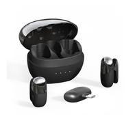 YUEHISY Microphone à Revers Double Type C Rechargeable sans Fil, Réduction du Bruit, Léger, Retour en Temps Réel, pour L'enregistrement Vidéo Court, L'exploration en Magasin, Noir (Black)