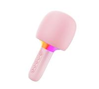 YUEHISY Microphone de karaoké Bluetooth sans Fil, Haut-Parleur de karaoké à Suppression de Bruit avec éclairage Ambiant RVB, 5 Effets Sonores Amusants, pour Enfants et Adultes (Pink)