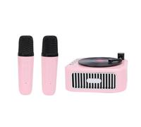 YUEHISY Mini Machine de karaoké Rétro, Enceinte Bluetooth Portable avec 2 Micros sans Fil, Son HiFi et 4 Modificateurs de Voix, 5 H D'autonomie pour Enfants et Adultes, Idéale (Pink)