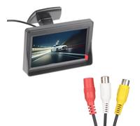 YUEHISY Moniteur de Voiture étanche de 4,3 Pouces, écran de Recul LCD Couleur avec Pare-Soleil et Support Réglable à 180 °, Double Entrée Vidéo pour Camion SUV Van