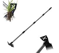 YUEHISY Outil D'extracteur de Mauvaises Herbes avec Manche Long, 60 "Stand Up Weeder Remover Outil, Jardinage 2 en 1 Weed Rake Jardin Hoe, pour la Ferme de la Pelouse de la Cour