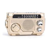 YUEHISY Radio Solaire d'urgence à Manivelle, Batterie Externe 1200 MAh, Radio Météo Portable avec AM/FM/SW, Haut-Parleur BT, Lampe de Poche, Alarme SOS (Kaki)