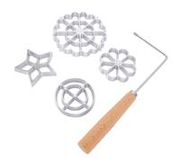 YUEHISY Rosette Fer à Gaufrer Ensemble 5 Pièces Aluminium avec Manche en | Fleur de flocon de neige étoile ronde à quatre formes, corps de moule en aluminium pour la friture à l\'huile chaude à