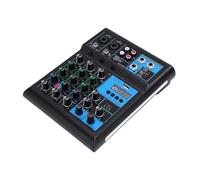 YUEHISY Système de Mixage karaoké sans Fil, Console de Mixage Audio 4 Canaux avec 2 Micros UHF Bluetooth USB, Alimentation Fantôme 48 V, Lumière RVB pour Diffusion en Direct