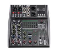 YUEHISY Table de Mixage Audio 4 Canaux, Console de Mixage Bluetooth avec 99 Effets D S P, égaliseur 7 Bandes, Alimentation 48 V, Entrée XLR, Enregistrement USB, pour karaoké Studio (Prise UE)