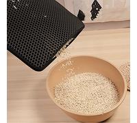 YUEHISY Tapis de Litière pour Chat, Double Couche, Imperméable, Facile à Nettoyer, Piège pour Zone d'alimentation pour Animaux de Compagnie, Matériau EVA (Black)