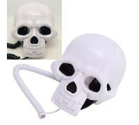 YUEHISY Téléphone Fixe du Crâne, Design Unique avec des Couleurs Vibrantes et Une qualité Sonore HD, Un Téléphone de Bureau à Cords Multifonctionnel pour la Décoration et l'art de la (White)