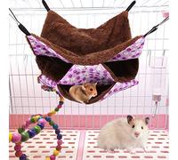YUEHISY Three Layer Small Pet Warm Hammock Hanging Bed for Hamster Sugar | Toile et peluche, Quatre crochets pour suspendre la cage pour le rangement, Motifs colorés, Sert à la fois de lit et de hamac