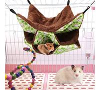 YUEHISY Three Layer Small Pet Warm Hammock Hanging Bed for Hamster Sugar | Toile et peluche, Quatre crochets pour suspendre la cage pour le rangement, Motifs colorés, Sert à la fois de lit et de hamac