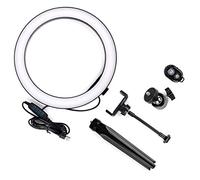 Yuehuam 10 LED Anneau Lumineux avec Trépied Support Dimmable 3 Couleurs de Lumière 10 Luminosité USB Bureau Lampe de Maquillage Anneau