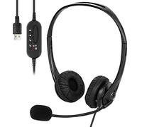 Yuehuam Casque Filaire pour Ordinateur Portable PC de Bureau Centre D'appels Écouteurs Réglables avec Microphone Anti-Bruit Casque Supra-Auriculaire USB