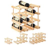 Yuehuam Étagère en bois empilable modulaire avec broches naturelles, assemblage à monter soi-même, porte-bouteilles à 4 niveaux, support d'armoire, organiseur de table de comptoir
