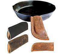 Yuehuam Support de Poignée Chaude Manique en Fonte Poêle Poêle Poignée Couvercle en Cuir Ustensiles de Cuisine Poignées Poignée pour Poêles à Frire Ustensiles de Cuisine en Métal Et en