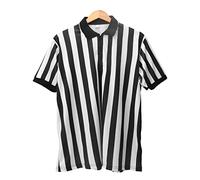 Yuehuamech Maillot d'arbitre officiel pour homme avec col renversé à zip et rayures blanches et noires - Uniforme de l'arbitre professionnel pour basket-ball, football et soccer
