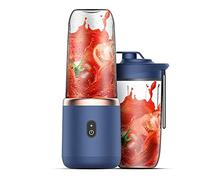 Yuehuamech Mixeur Portable Mini Mixeur de Jus Frais USB Mixeur Personnel avec une Tasse à Smoothie et Jus 6 Lames 450ml Mixeur Shakes Mixeur Électrique Portatif de Fruits pour Sport Voyage Salle de