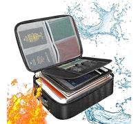Yuehuamech Sac de Documents Ignifuge Grande capacité étanche boîte de Rangement Ignifuge boîte de Documents juridique boîte de réception avec Serrure Carte de Certificat Bijoux Cash